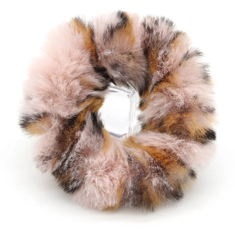 Fur Band Pink Корейские женские и девичьи леопардовые эластичные резинки для волос с животным принтом, заколки для волос, стразы, широкая резиновая повязка на голову, аксессуары для волос - Цвет: Fur Band Pink
