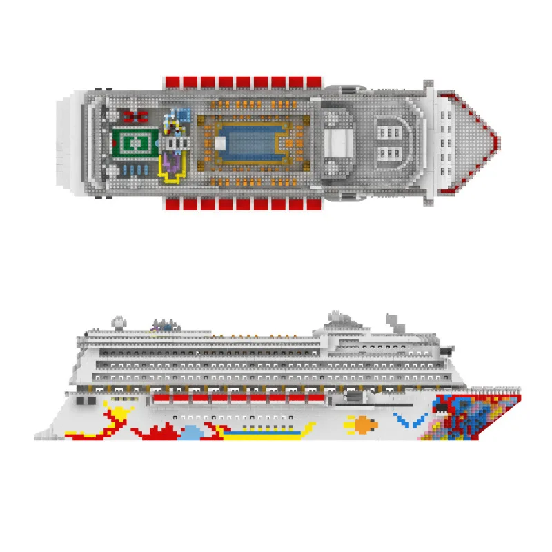 

4950pcs+Small Particle Building Blocks 51cm Luxury Cruise Ship Party with Action Figure Mini Bricks Toys for Children Xmas Gifts