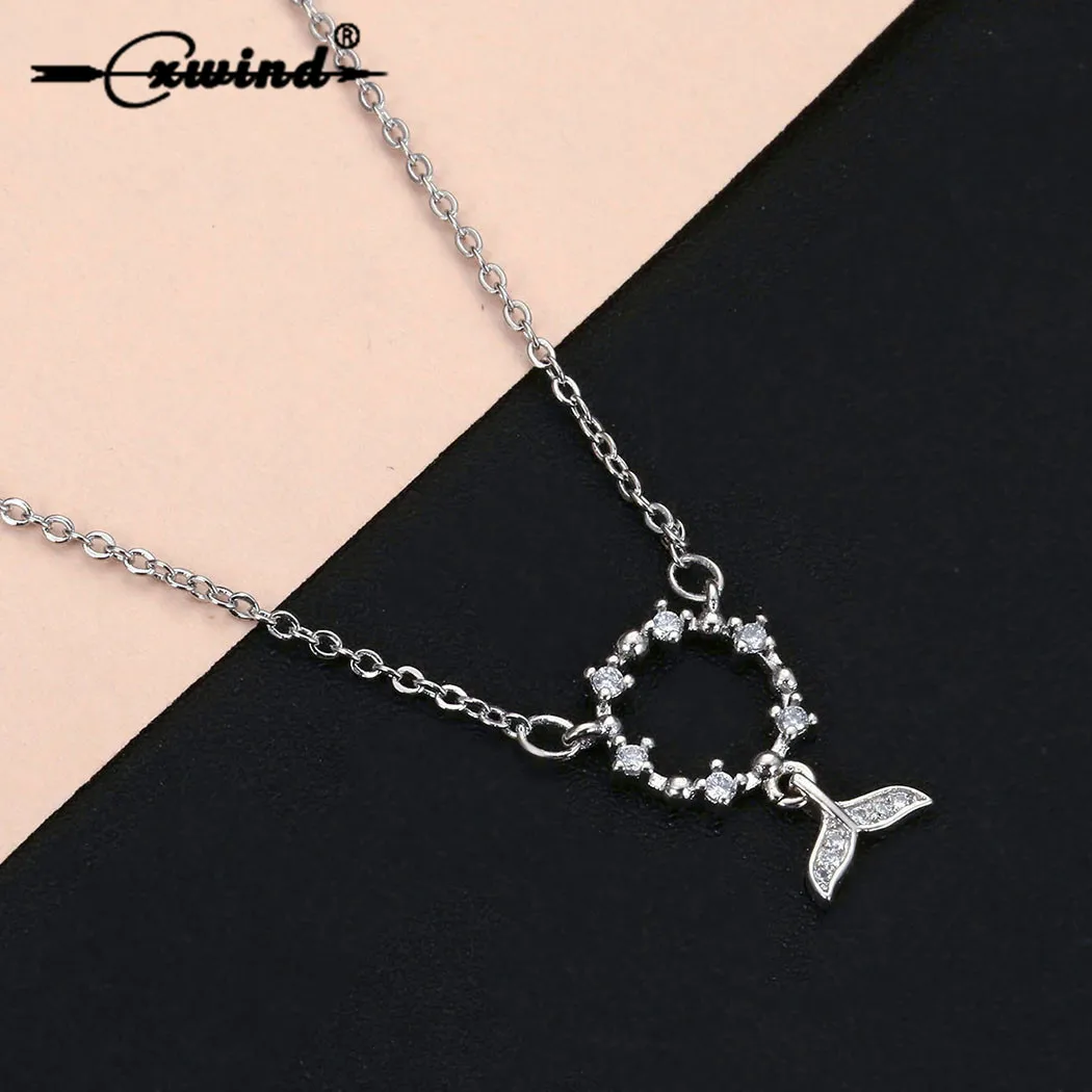 

Cxwind Fashion Wreath Mermaid Necklace Simple Mermaid Tail Crystal Pendant Clavicle Chain for Women Choker Necklaces Accessories