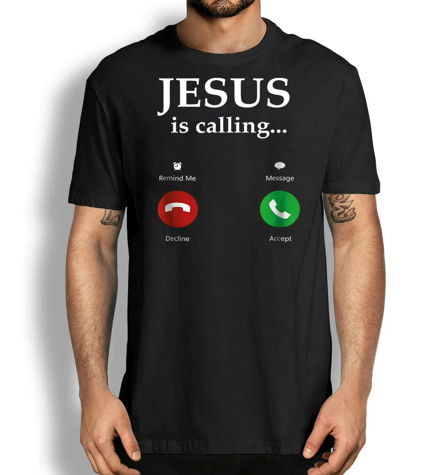 

Jesus Is Calling Funny T-shirt, Christian Gift Tee,Christ Is Calling Phone Shirt O - Collar Four - Season Printed T-shirt