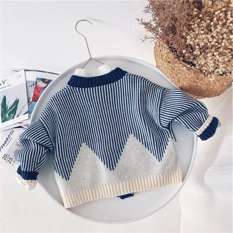 Осень-весна 2020 детский вязаный свитер для маленьких мальчиков и девочек кардиган