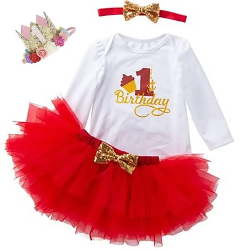 Платье для первого дня рождения малышей с цветочным принтом девочек завязками на