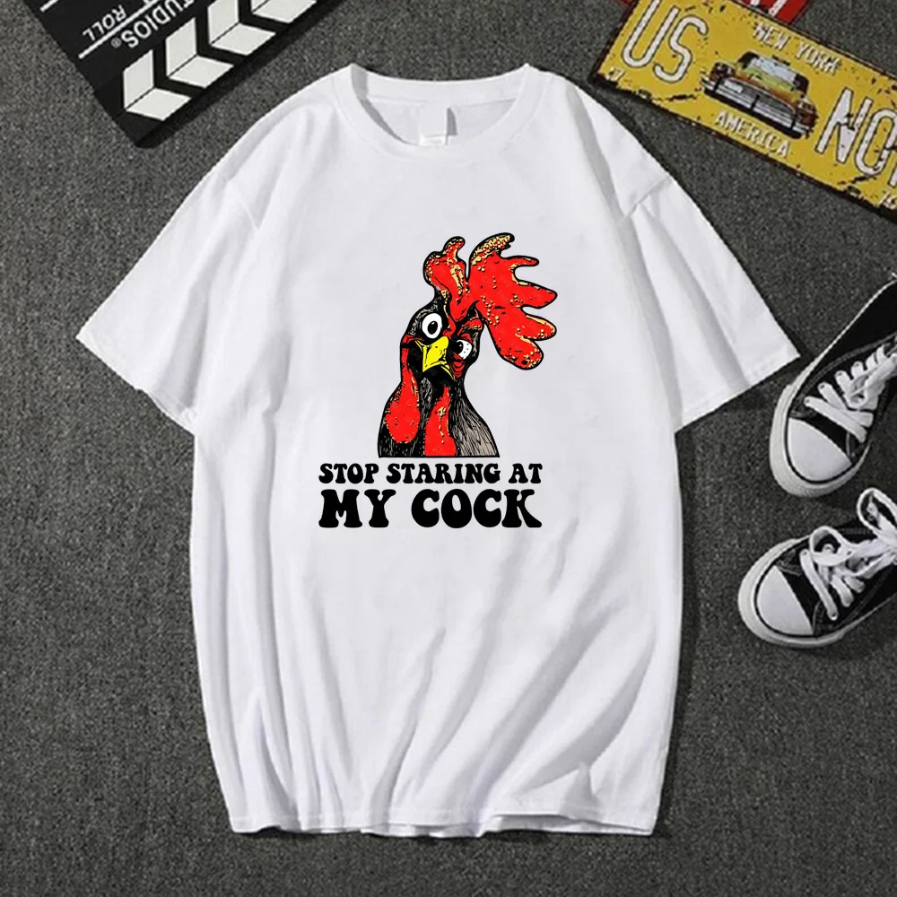 

Stop Staring At My Cock Print T Shirt Short Sleeve Round Neck Casual Tee Shirt