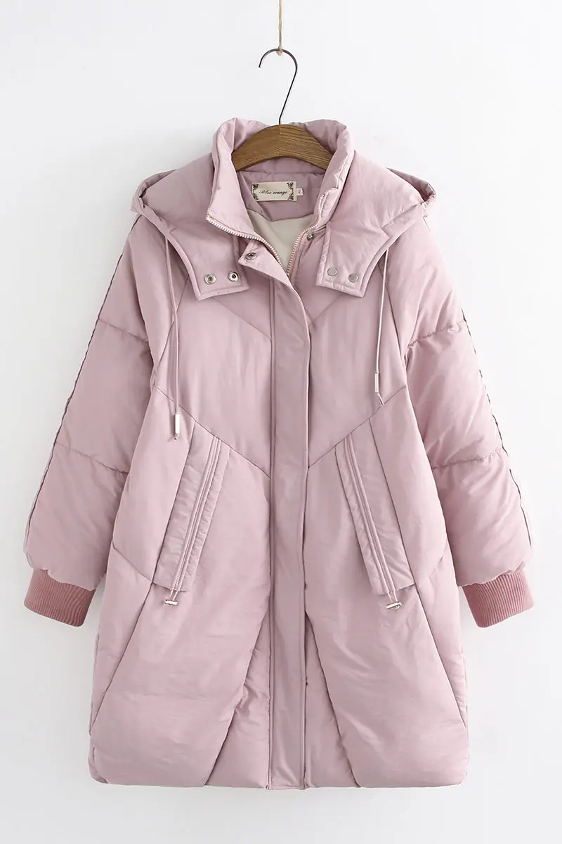 

Extra Large Size Solid Color Winter Women's Parkas Thicken Hooded Jacket Zipper Women Warm Overcoats Outwear Casual Abrigo f2747