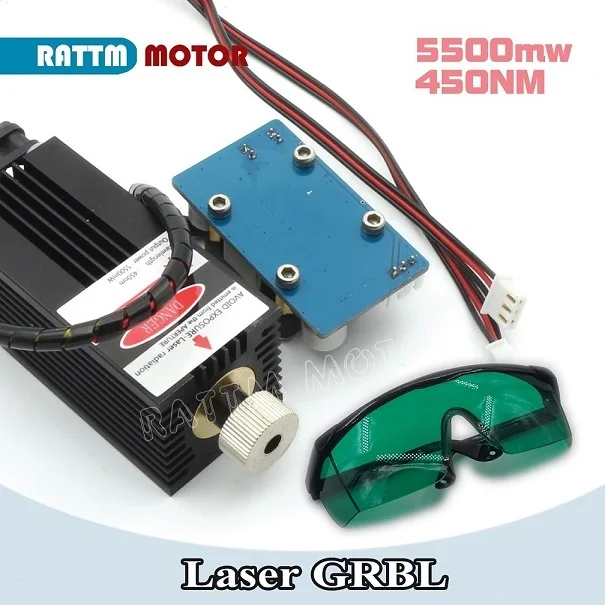 5500mw laser 5500mw/2500mw/500mw 450NM focusing blue laser module laser engraving Head and cutting+ safety goggles for CNC Engraving Milling - Цвет: 5500mw laser