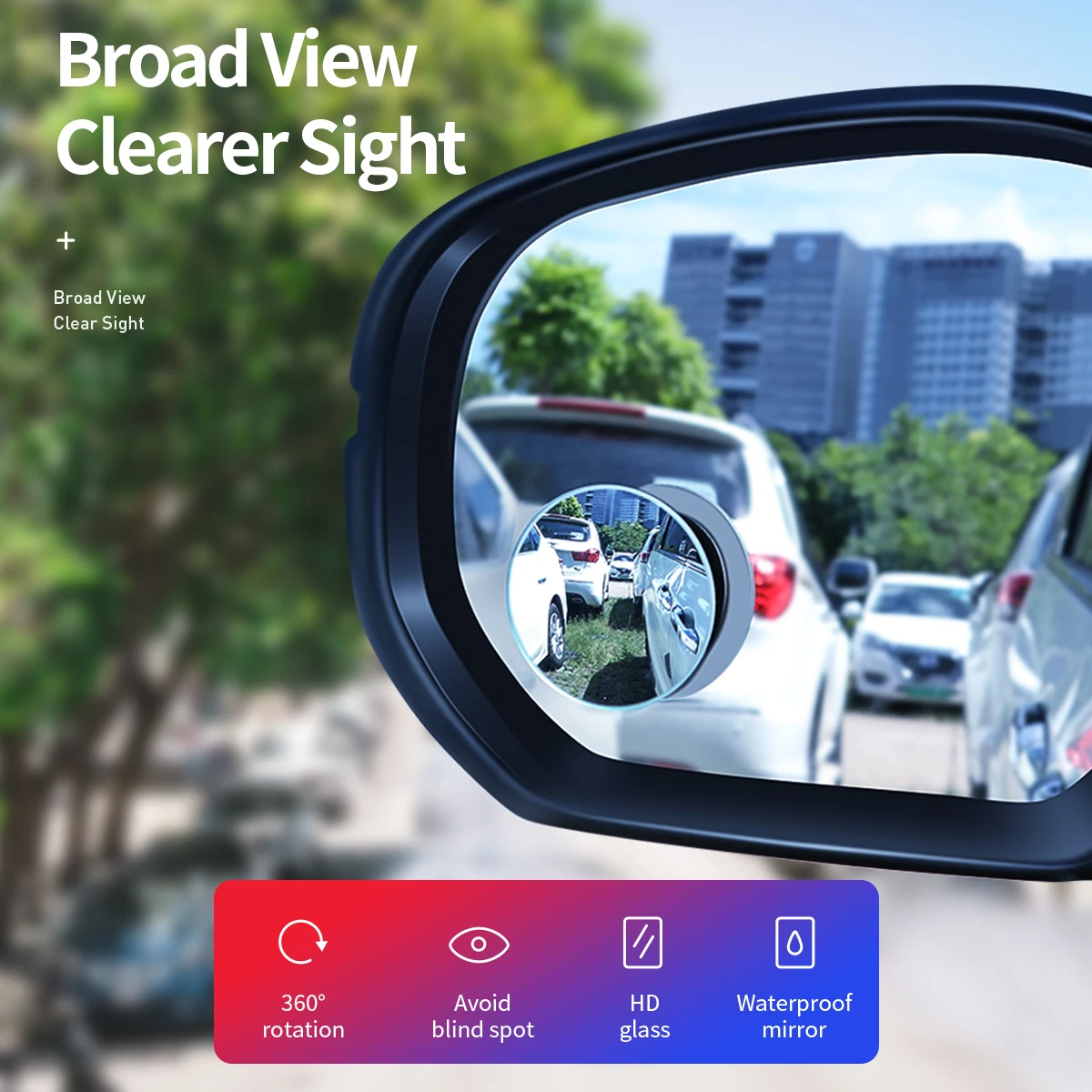 Рок бескаркасное выпуклое зеркало заднего вида автомобиля 360 градусов HD слепое пятно выпуклое зеркало заднего вида водонепроницаемый широкий угол без оправы зеркала