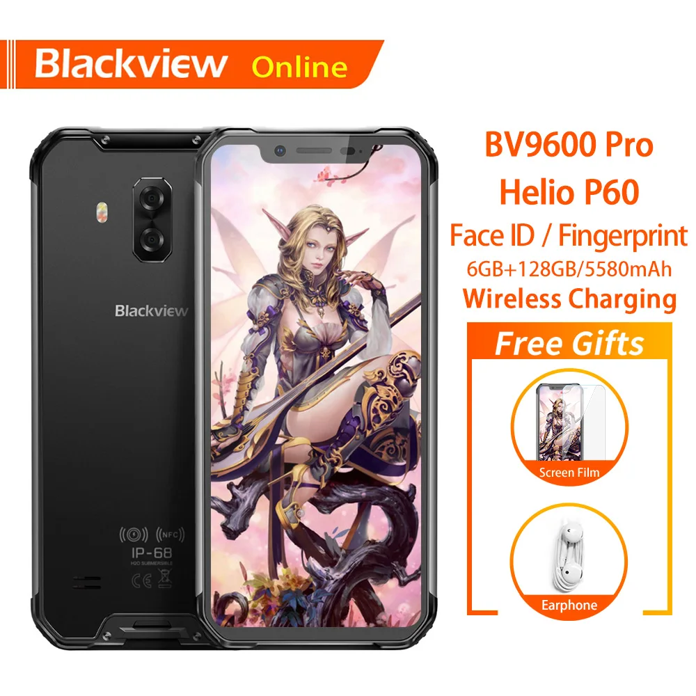 Blackview BV9600 Pro 6 21 дюймов Водонепроницаемый смартфон Helio P60 ГБ + 128 19:9 FHD 5580 мАч Android 8 1 NFC