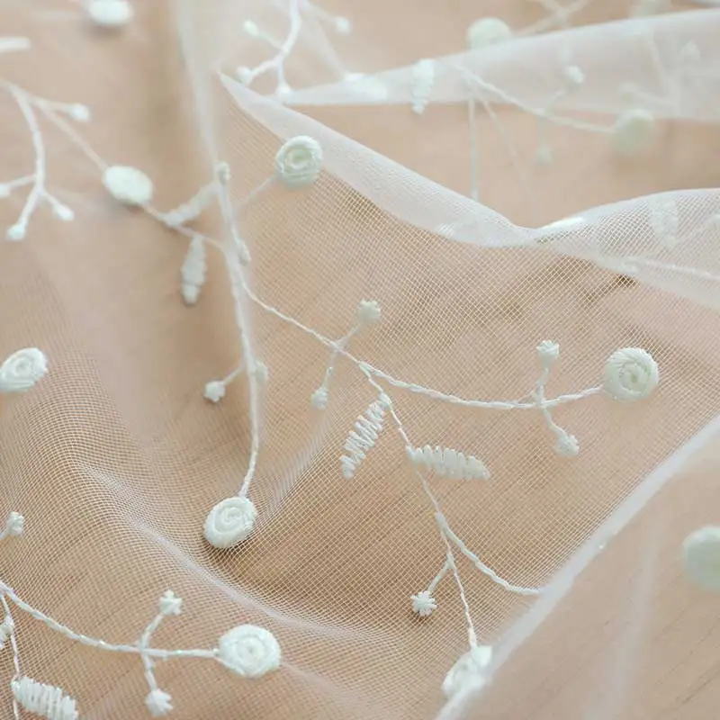 

Шифоновая занавеска tounw белая с цветочной вышивкой