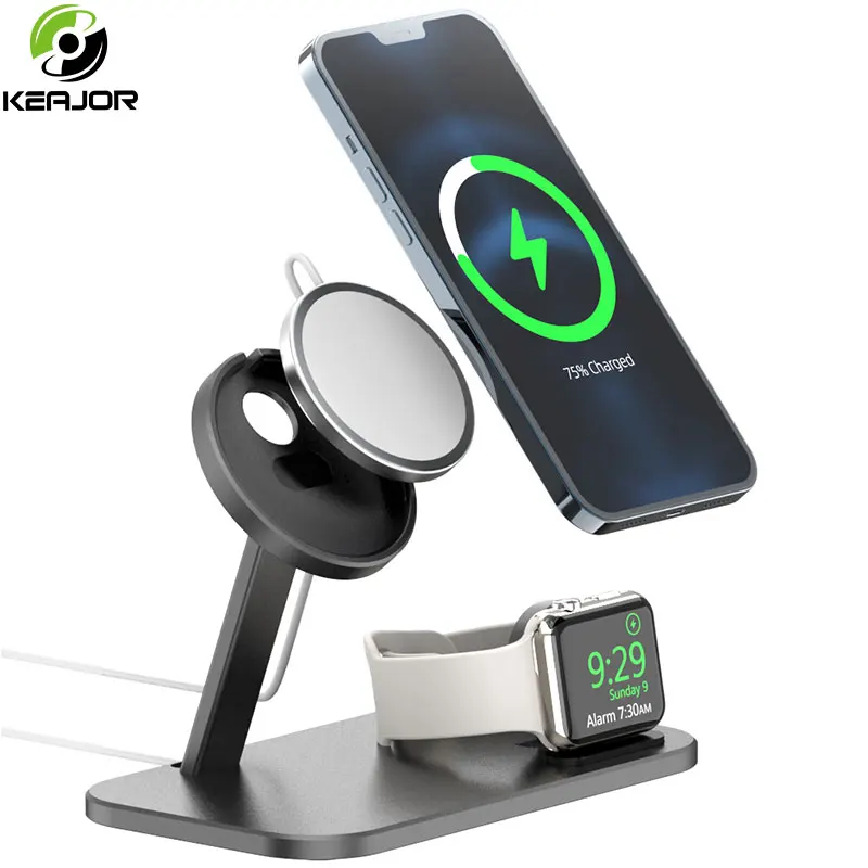 

Магнитная Беспроводная зарядная подставка для iPhone 12 Pro Max 12 Mini Apple Watch, Держатель зарядного устройства, магнитное зарядное устройство, настол...