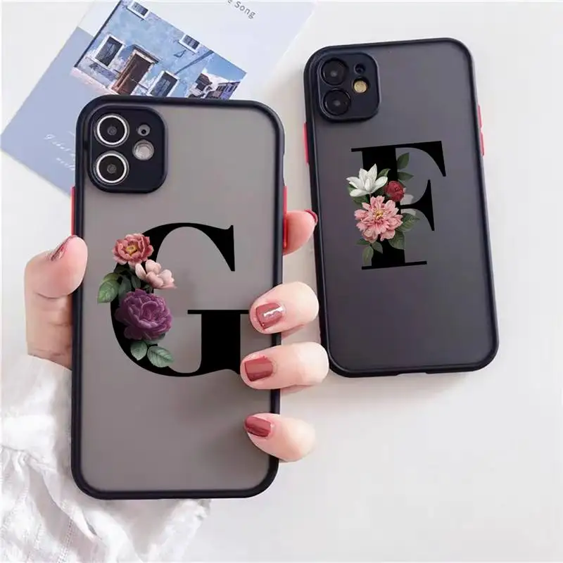 

Letter Clear A to Z Phone Case For iphone 13 12 11 xr xs x 7 8 pro max Light black Soft TPU Silicone Clear Case Cover