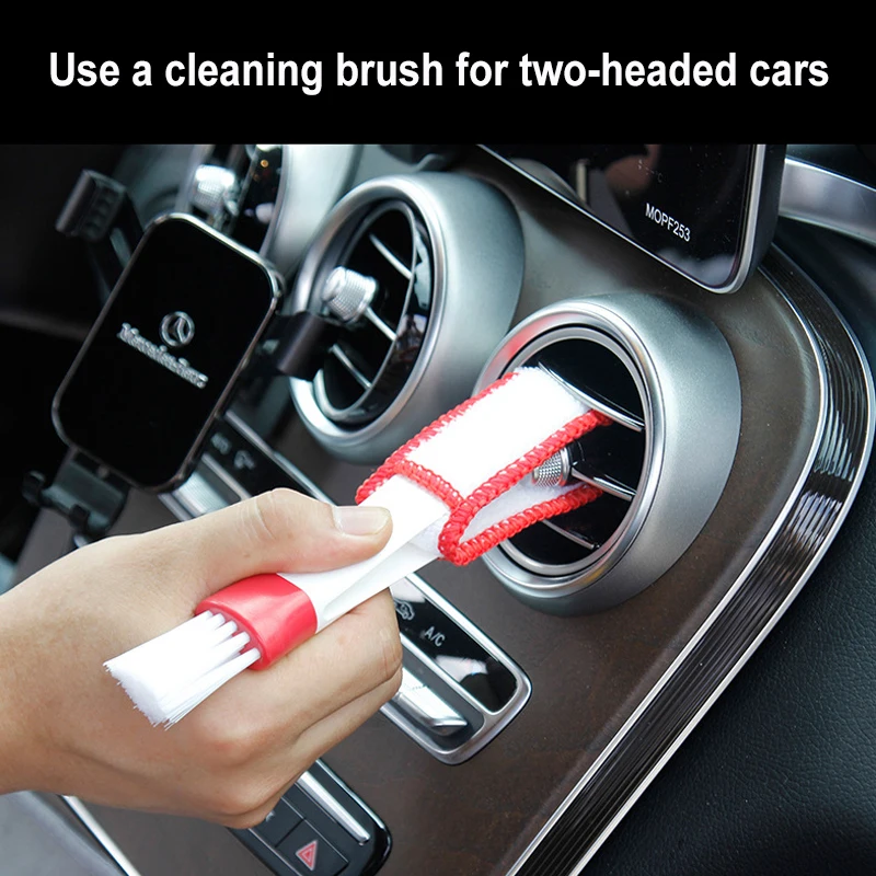

1PC Double Ended Car Cleaning Brush Air Conditioner Vent Slit Clean Brush Detailing Dust Removal Blinds Keyboard Duster Brush