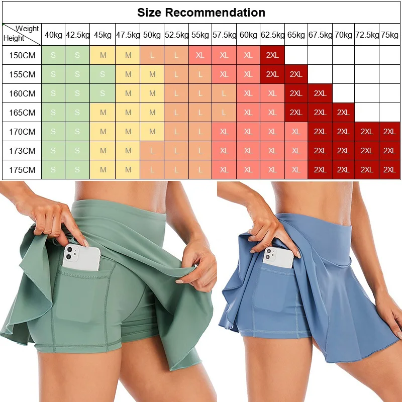 Cloud Hide XXL Plus Size Tennis Skirts Women Sports Golf Pleated Skirt Fitness Pocket Shorts High Waist Quick Dry Running Skort images - 6