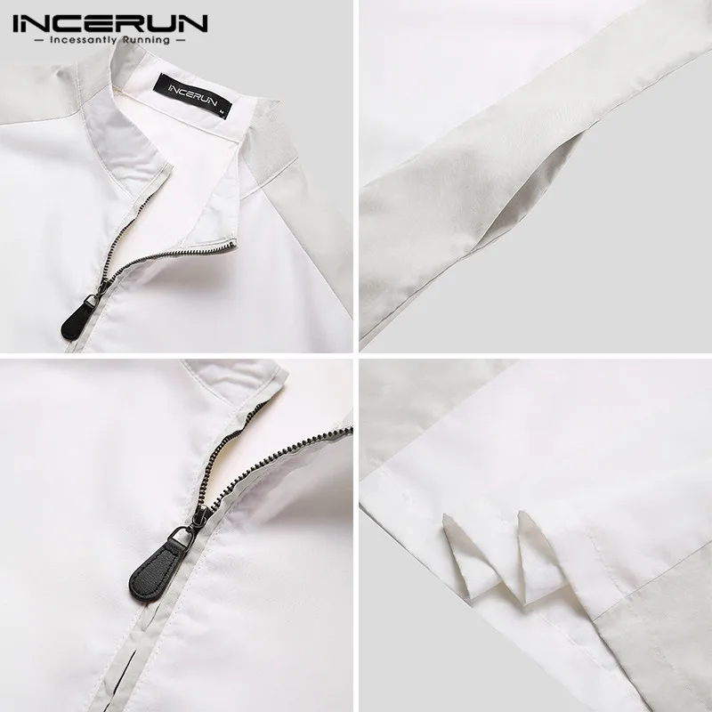 

INCERUN Men Islamic Muslim Kaftan Patchwork Long Sleeve Stand Collar Zipper Jubba Thobe Dubai Abaya Casual Fashion Men Clothes