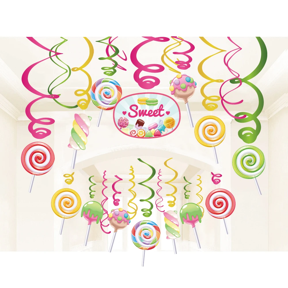 30 шт. Потолочная фольга спираль сладкие конфеты леденец вечерние ПВХ Висячие