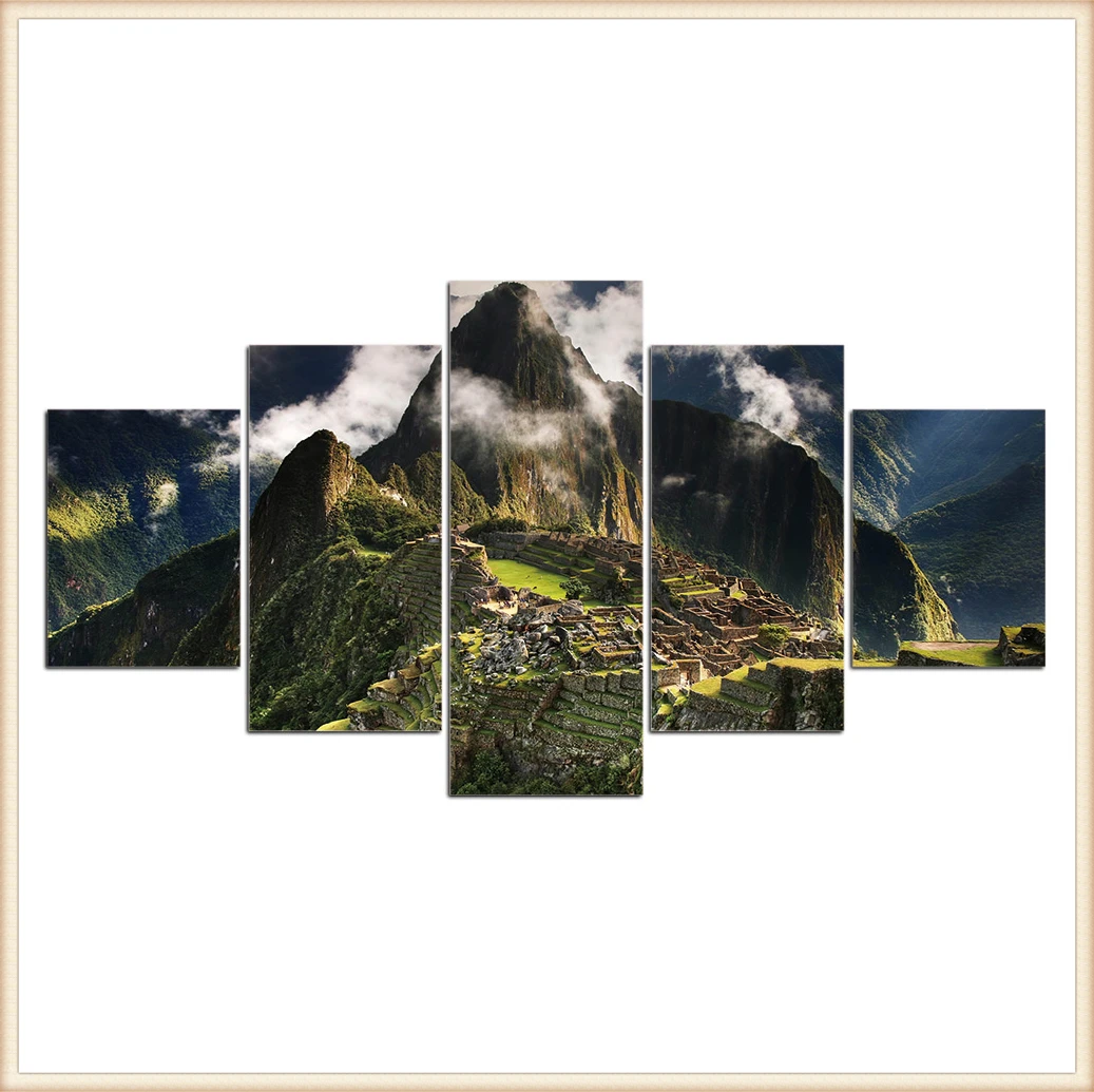 

HD 5 Pieces Scenic Snow-capped and Lakes Pictures Posters Wall Art Home Decor for Living Room Painting Wall Art Anime Poster