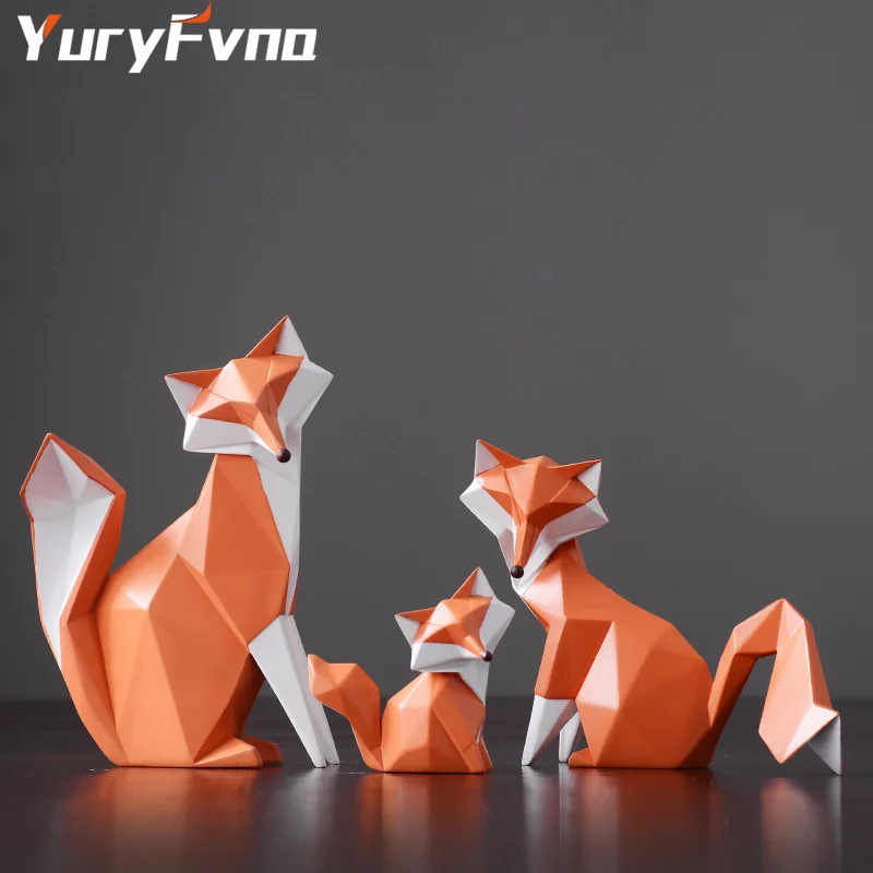 Фигурка апельсиновой лисы абстрактная Геометрическая коллекционная фигурка