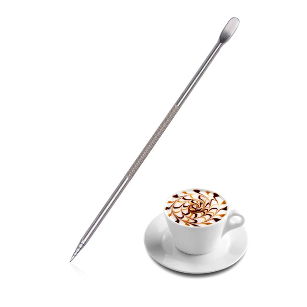 

New coffee latte stainless steel art pen tool fancy coffee garland needle baking milk foam carving stick