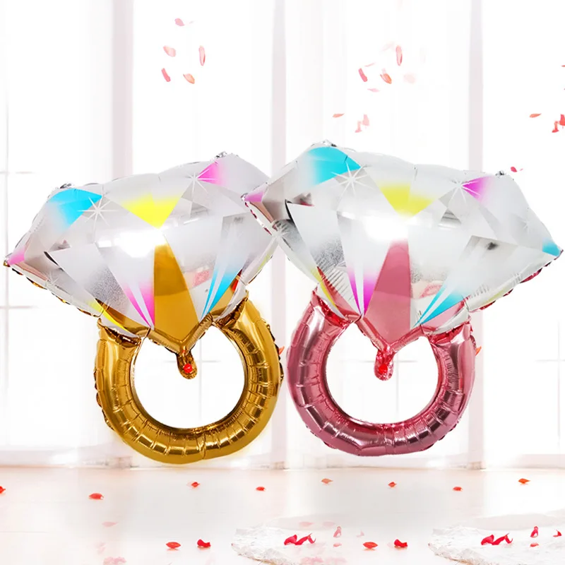 

Rose Gold Lover Wedding Diamond Ring Shape Foil Balloons Proposal Confession Party Decoration Valentine's Day Bridal Gift Toy