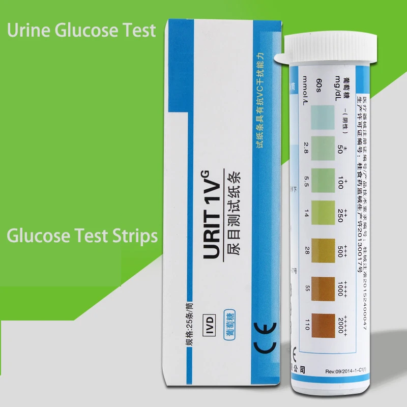 25 шт. тест полосок глюкозы полоски на диабет глюкоза в моче полоска|Полоски для