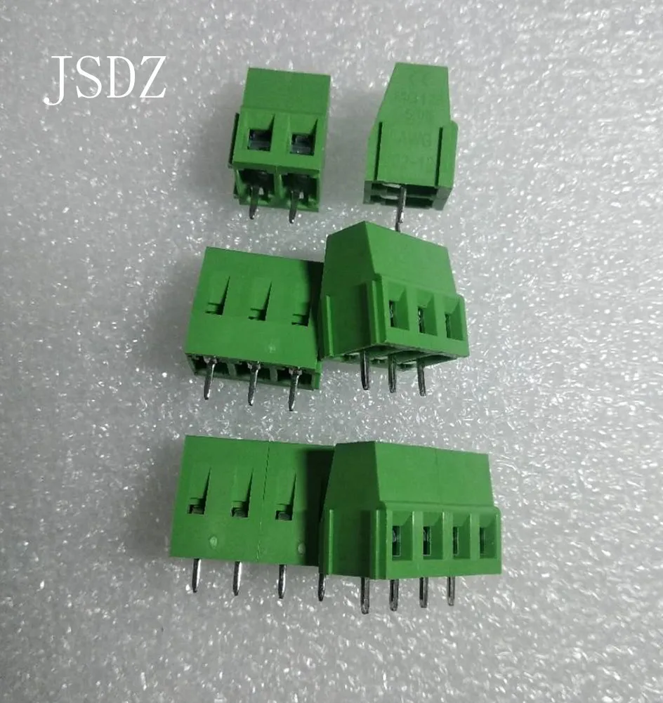 50 шт./лот Сращивание винт типа PCB 3P/4P/5P/6P расстояние 5 08 клеммы зеленая медная ножка