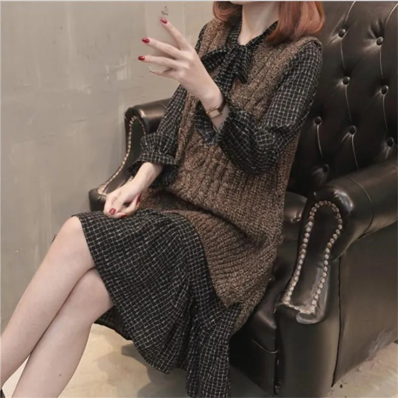 2021 Spring New Sweaters 4 Color Women Knitted Sleeveless Vintage Pockets Pullover Korean Style | Женская одежда