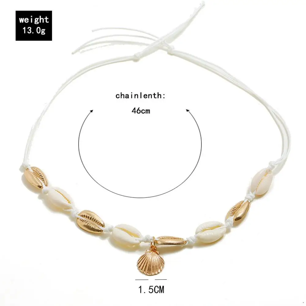 Женское многослойное ожерелье из ракушек длинная цепочка золотого цвета морских