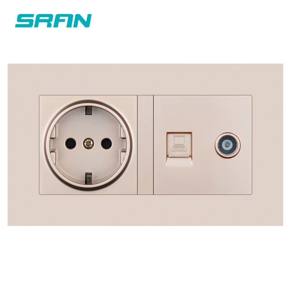 Европейская настенная розетка SRAN + TV с интернет-розеткой RJ45 cat5 огнестойкий