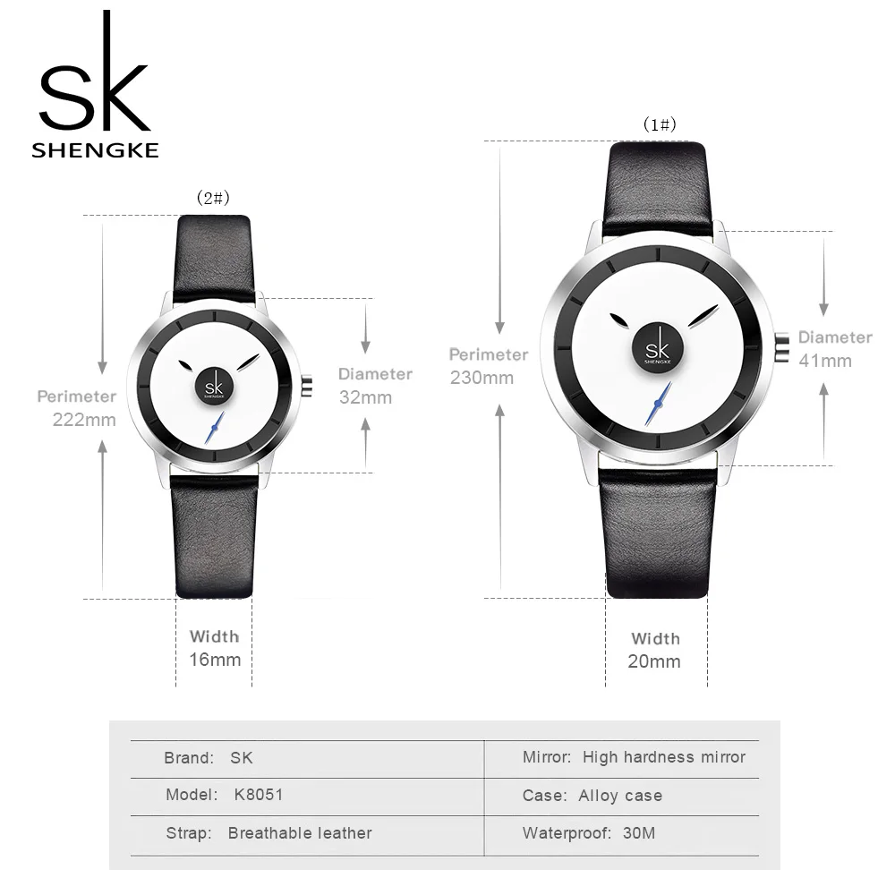 SK повседневные женские кварцевые часы Простой креативный кожаный ремешок модные