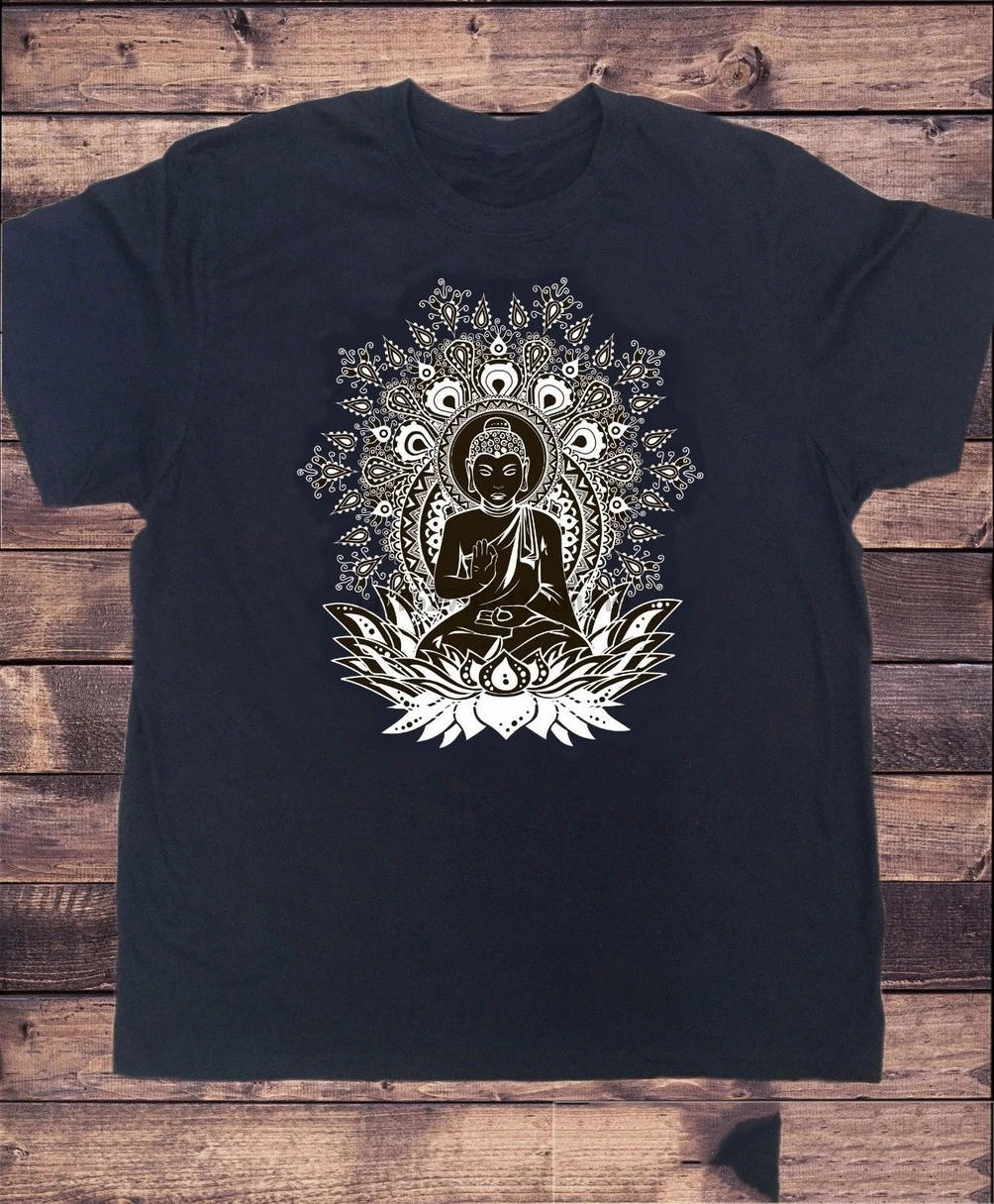 Мужская Черная Ом АУМ Йога Будда чакра медитация Индия Хобо футболка в стиле бохо