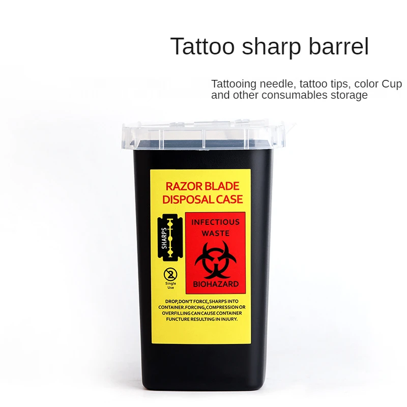 

1L Capacity Tattoo Artist Waste Box Tattoo Piercing Needles Disposal Sharps Container Needles Bin Biohazard Collect Wast
