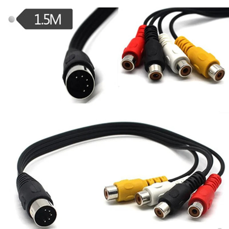 

1,5 м Din 5 Pin штекер к 4 RCA штекер телефонный адаптер гнезд Аудио Видео кабель штекер