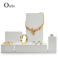 oirlv new white jewelry display set wooden ring bracelet display stand earrings pendant display cabinet