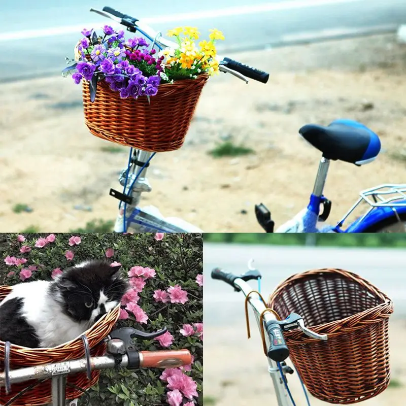 Vintage Wicker Bike Basket Brown Adjustable Strap Bicycle/Cycle/Shopping | Спорт и развлечения