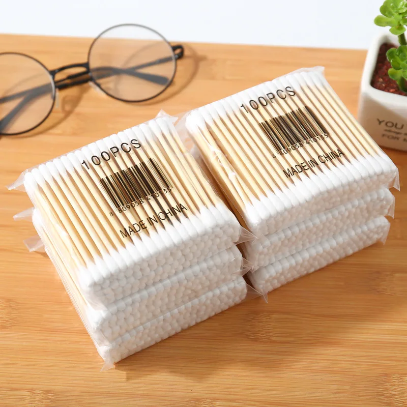 Double Head Wood Cotton Swab Women Makeup Buds Tip Sticks Nose Ear Cleaning Baby Health Care Tools palos de madera | Красота и
