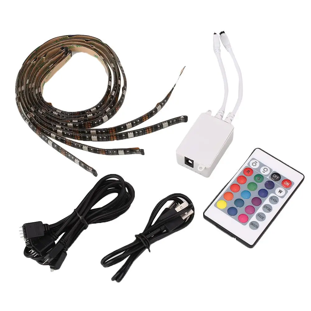 

LED RGB LED Strip Light W/Controller TV Background Home String Decor Mood 4Pcs