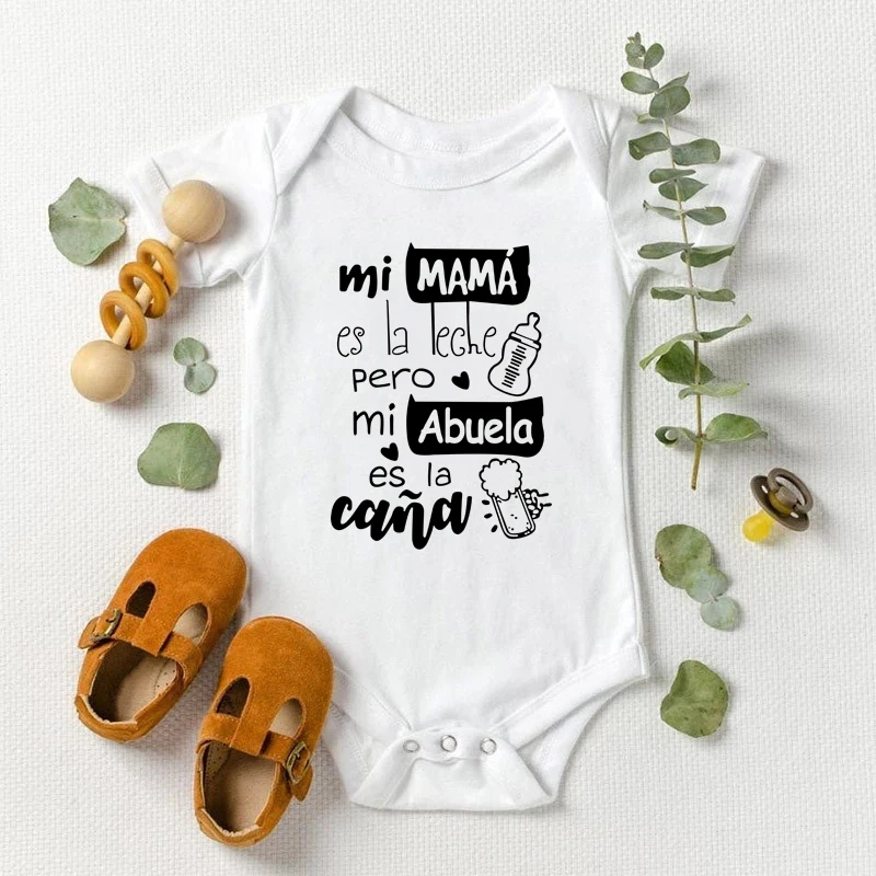 

2021 Детский комбинезон Mi Mama, забавный комбинезон для новорожденных, милый детский комбинезон унисекс с принтом Abuela, хлопковое боди с коротки...