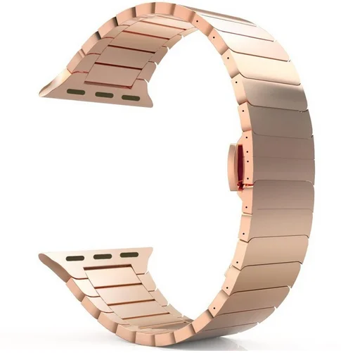 rose-gold Ремешок-браслет для Apple Watch, Классическая пряжка-бабочка, ремешок из нержавеющей стали, аксессуары для часов 42, 38, 44, 40 мм, серия 5, 4, 3, 2 - Цвет ремешка: rose-gold