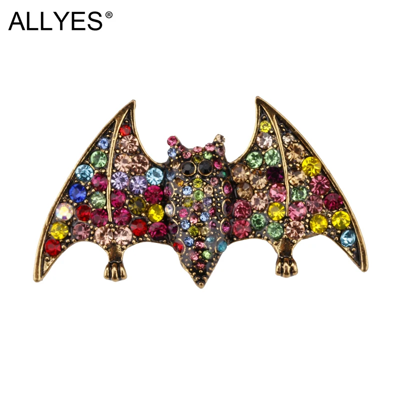 Женская эмалированная брошь ALLYES в форме летучей мыши с кристаллами стразы