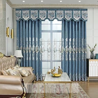 new chinese embroidered curtain chenille curtain cloth window screen yellow crane tower lake blue curtain