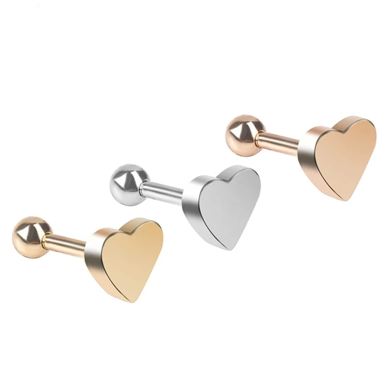 Женские серьги-гвоздики 2 шт. вечерние в подарок персиковые сердечки простые