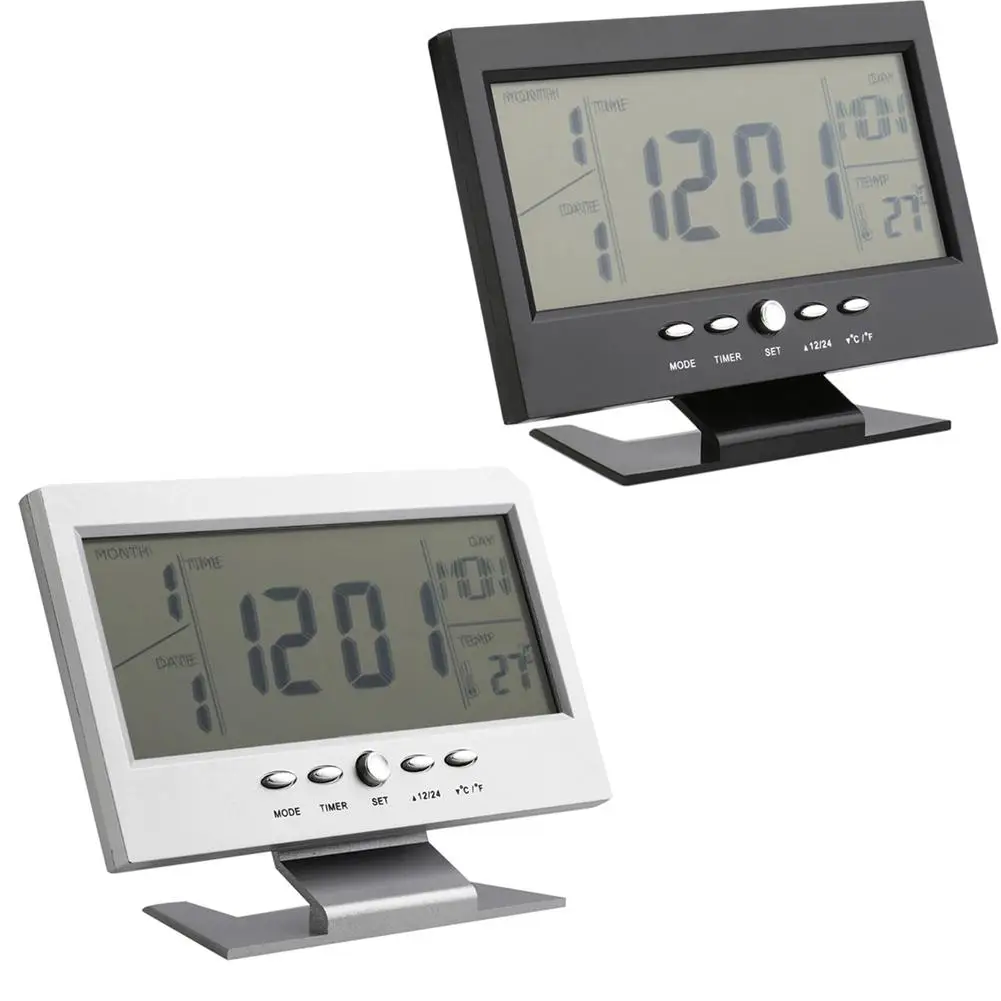 Электронный ЖК-будильник с голосовым управлением светильник датчиком погоды