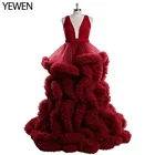 Темно-красный белый эластичная ткань с v-образным вырезом из фатина платье-облако беременности и родам платья для студийной съёмки Yewen