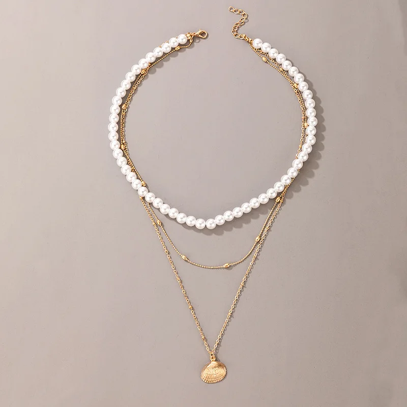 

Factory direct sale new pearl necklace simple multi-layer love beauty head pearl clavicle chain necklace sweater chain female