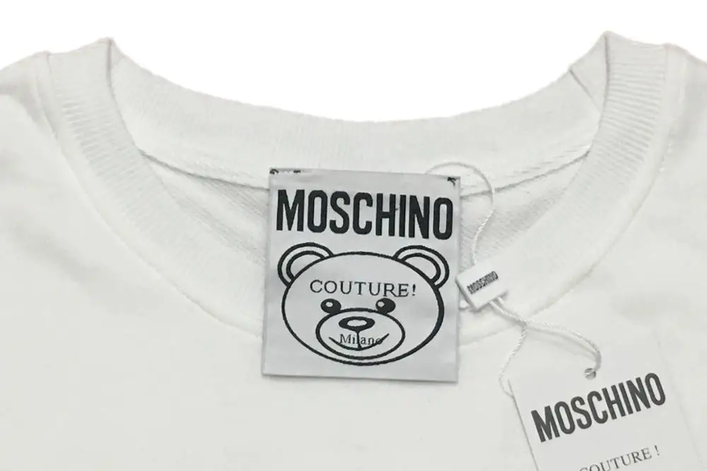 

2021 Moschino Autumn Cotton Hoodies Gentle Bear Imprint Sweatshirts White Black Pullovers High Level With Brand Label
