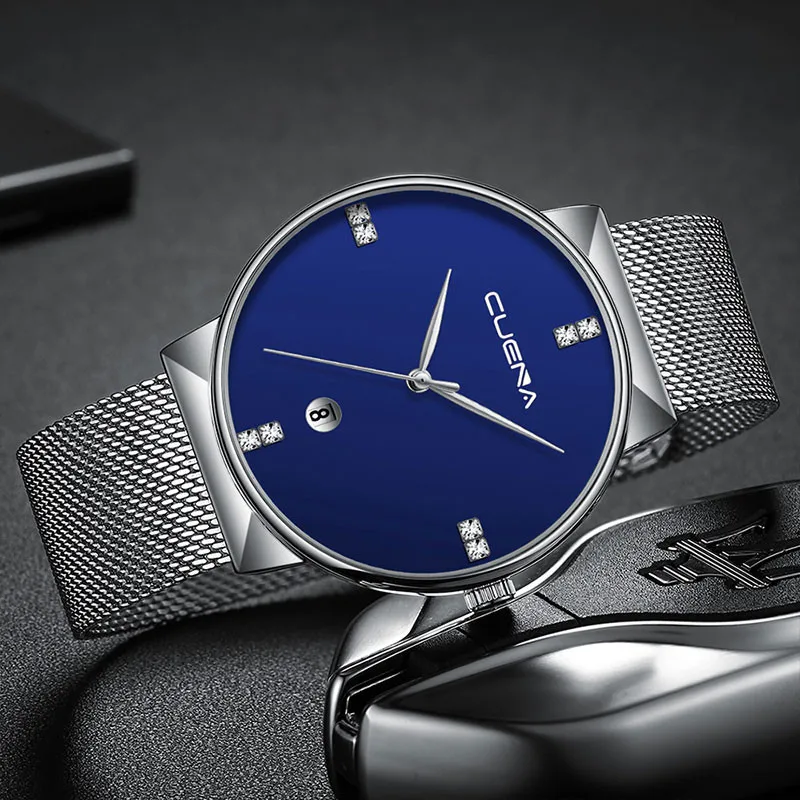 

Fashionable casual Luxury Ultra Thin Clock Male Steel Strap Casual Quartz Watch Men's Wrist Watch