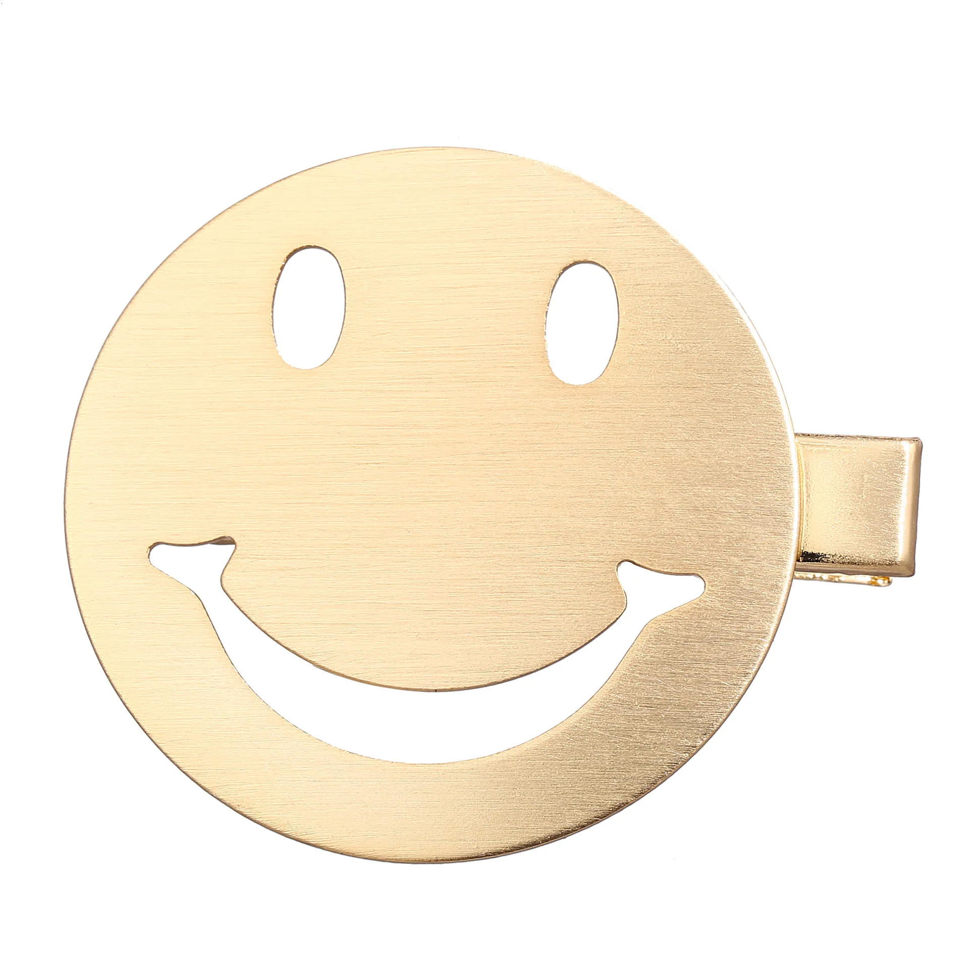 face gold GDR04 02 WKOUD EAM новые модные трендовые Заколки для женщин, однотонные геометрические заколки для волос со смайликом, женские повседневные аксессуары для волос A193 - Цвет: face gold GDR04 02
