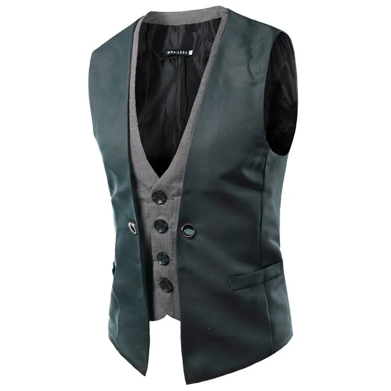 Жилет мужской деловой/повседневный приталенный строгий безрукавка однобортный