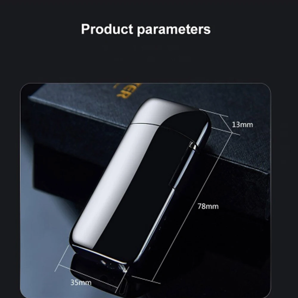 

USB Metal Electric Rotary Lighter Windproof Dual Arc Rechargeable Cigarette Lighter Fingerprint Touch Lighters LED Power Men
