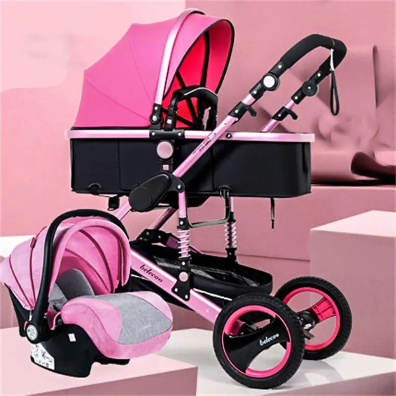 

Belecoo Baby Stroller Lightweight Pram High Landscape Carriage Can Sit Reclining Child Car Folding Two Way Newborn Pram For Car