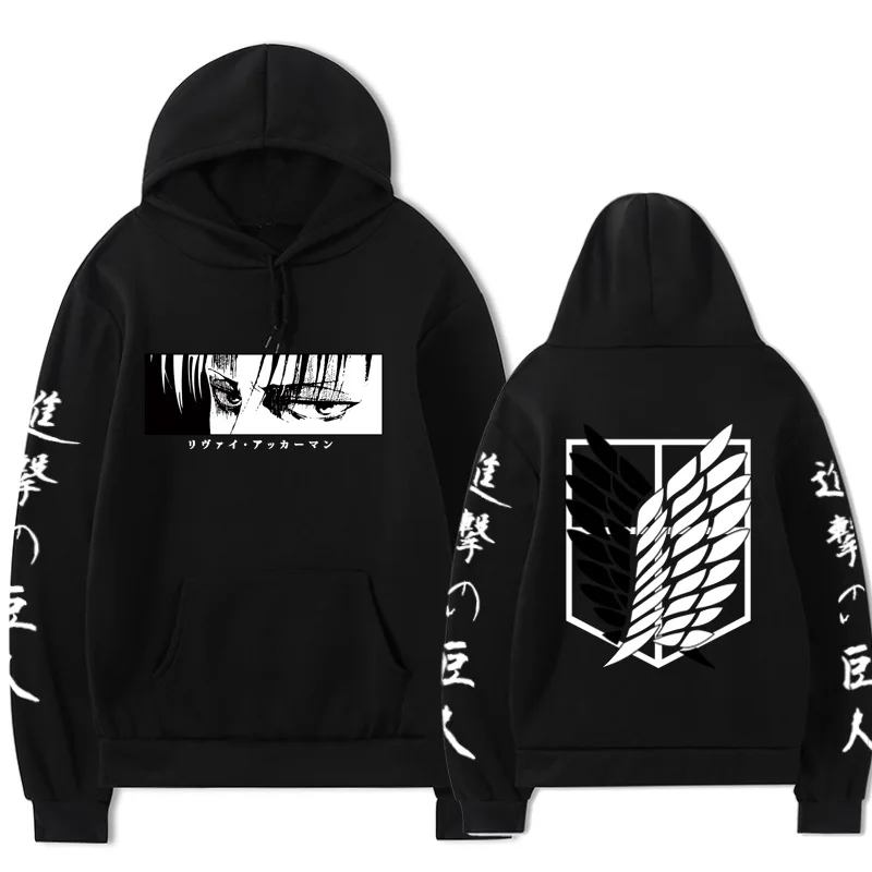 

Anime Attack on Titan Levi Eren Hoodie Men's Casual Loose Streetwear Unisex Kpop Sweatshirt Hip Hop Long Sleeve Pullover Tee Top